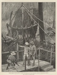 Prinz Albert Victor in Indien, fängt wilde Elefanten im Regierungs-Khedah im Mysore-Distrikt